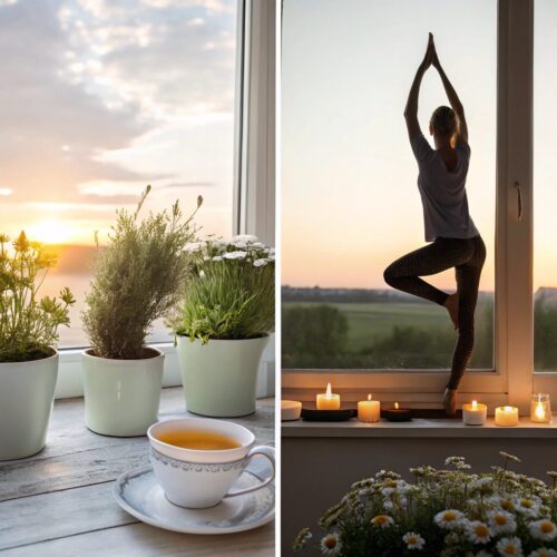composition showing morning and evening wellness moments