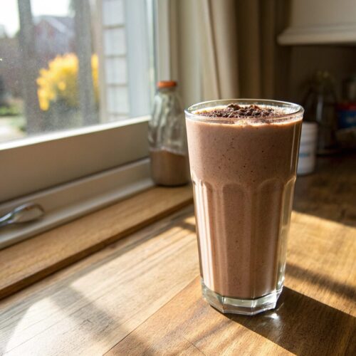 A glass of Herbalife24 Rebuild Strength Protein Shake