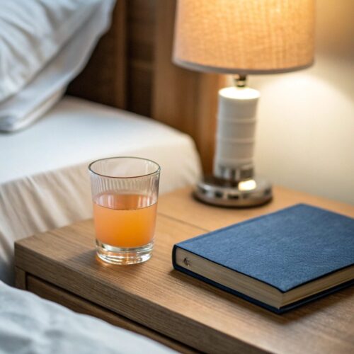 translucent orange-colored liquid Niteworks drink for heart health