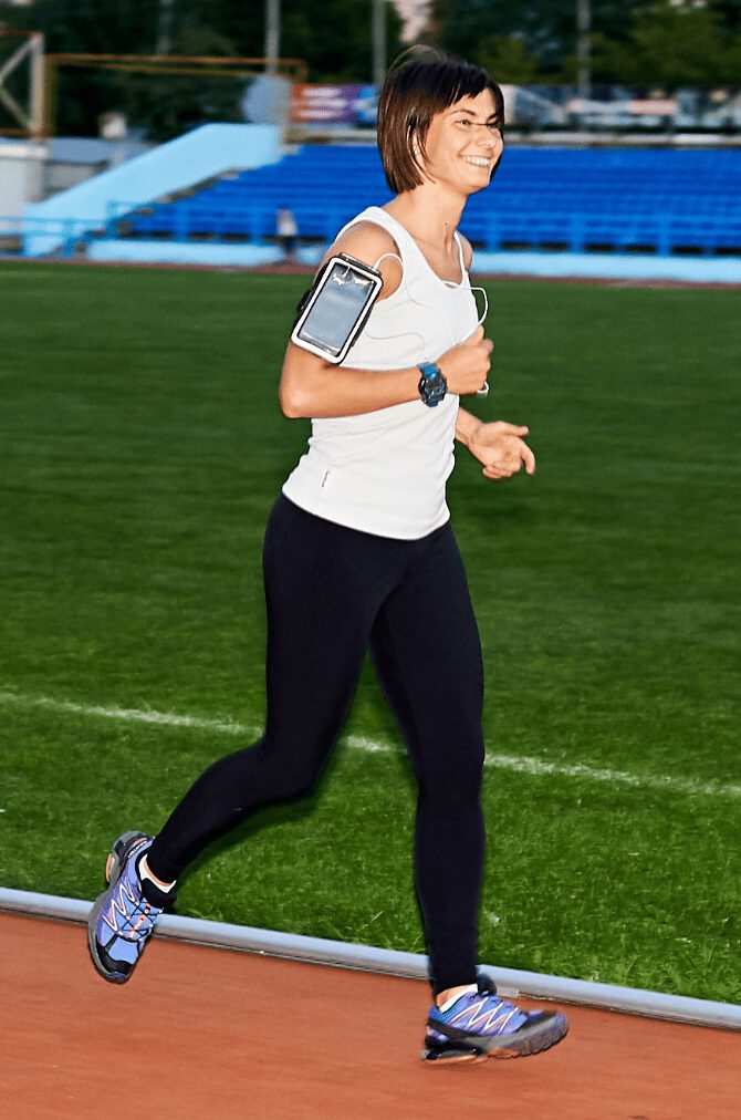 jogging in the evening at our local stadion
